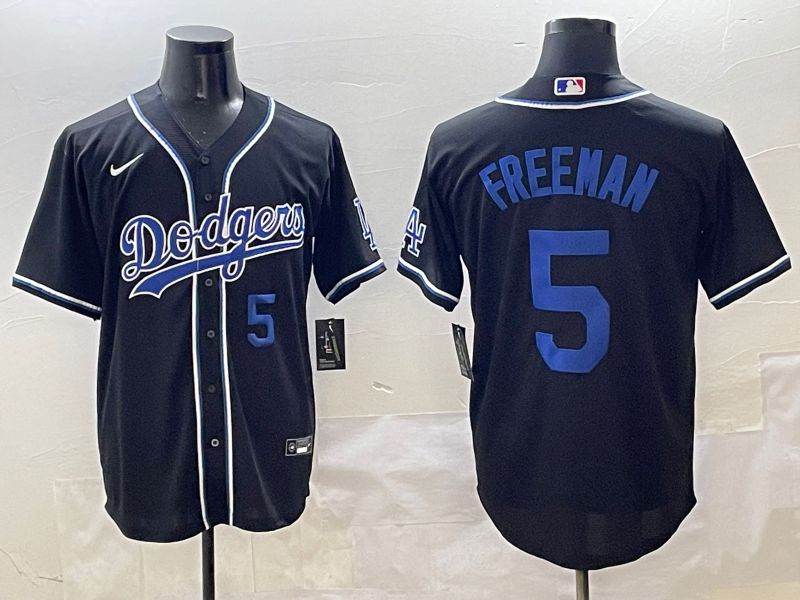 Men 2025 Los Angeles Dodgers #5 Freeman Black Three generations Fashion Nike MLB Jersey style 10->los angeles dodgers->MLB Jersey